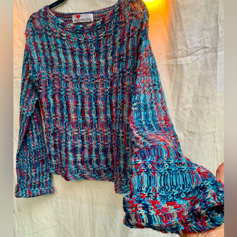 NWT Kitson Brand - I Love My Sweater Size M - multi colour with sequins
